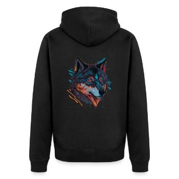 Dessin de loup pour tous les passionnés d’animaux - Veste à capuche bio Premium Unisexe - noir - Dos - Nico (187cm)