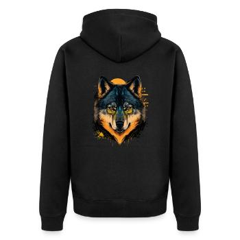Wolf Digital Painting as the Perfect Birthday - Unisex Premium Organic Zip Hoodie - black - Back - Nico (187cm)