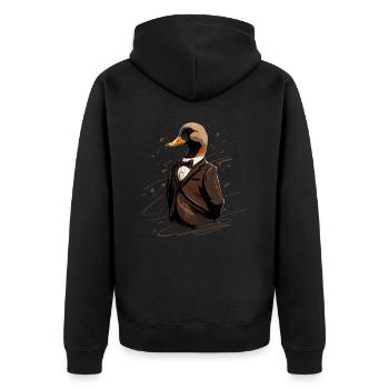 Drôle de canard en costume - Veste à capuche bio Premium Unisexe - noir - Dos - Nico (187cm)