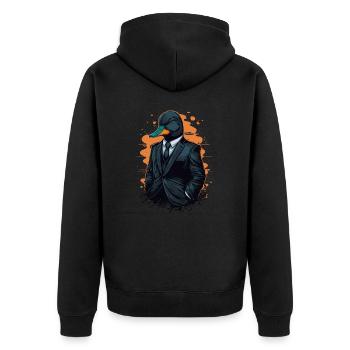 Œuvre d’art cool d’un canard en costume - Veste à capuche bio Premium Unisexe - noir - Dos - Nico (187cm)