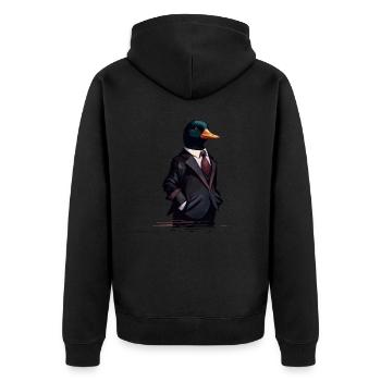 Funny Duck wearing Clothes - Unisex Premium Organic Zip Hoodie - black - Back - Nico (187cm)