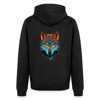 Ein Wolfskunstwerk als perfektes Geburtstagsgeschenk - Unisex Premium Bio Zip Hoodie - Schwarz - Hinten - Nico (187cm)