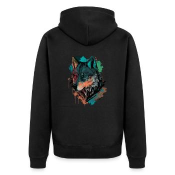 Cool Digital Painting of a Wolf - Unisex Premium Organic Zip Hoodie - black - Back - Nico (187cm)