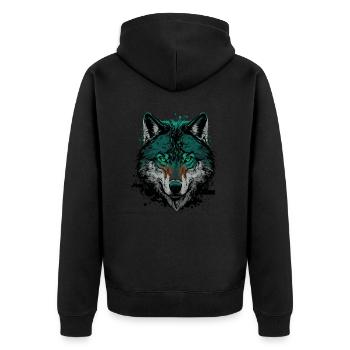 A Wolf Head Design for every Wolf Lovers - Unisex Premium Organic Zip Hoodie - black - Back - Nico (187cm)