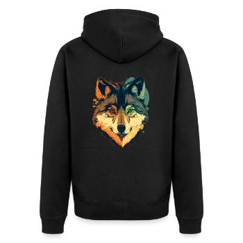 A Wolf Artwork as the Perfect Birthday Present - Unisex Premium Organic Zip Hoodie - black - Back - Nico (187cm)