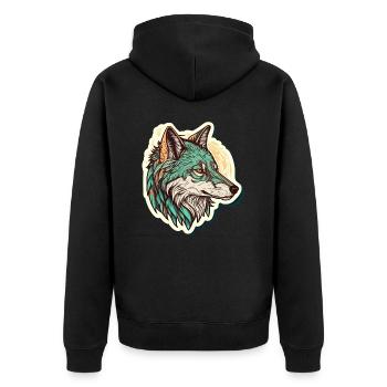 A Wolf Digital Painting as the Perfect Birthday - Unisex Premium Organic Zip Hoodie - black - Back - Nico (187cm)