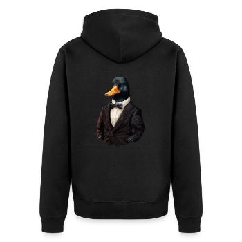Canard avec nœud papillon - Veste à capuche bio Premium Unisexe - noir - Dos - Nico (187cm)