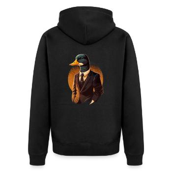 Duck in three piece suit - Unisex Premium Organic Zip Hoodie - black - Back - Nico (187cm)