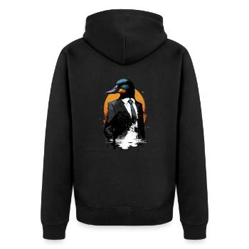 Duck - Unisex Premium Organic Zip Hoodie - black - Back - Nico (187cm)