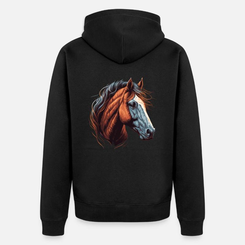 Tête de cheval - Veste à capuche bio Premium Unisexe - noir