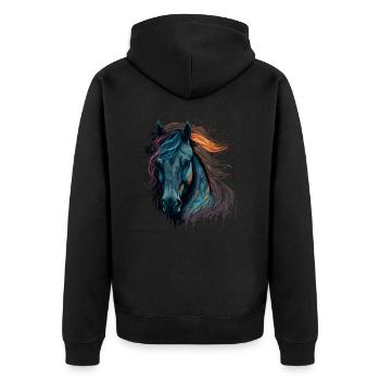 Ponygesicht - Unisex Premium Bio Zip Hoodie - Schwarz - Hinten - Nico (187cm)