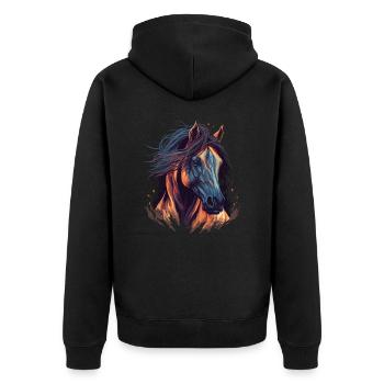 Pferd - Unisex Premium Bio Zip Hoodie - Schwarz - Hinten - Nico (187cm)