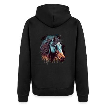 Œuvre d’art de cheval - Veste à capuche bio Premium Unisexe - noir - Dos - Nico (187cm)