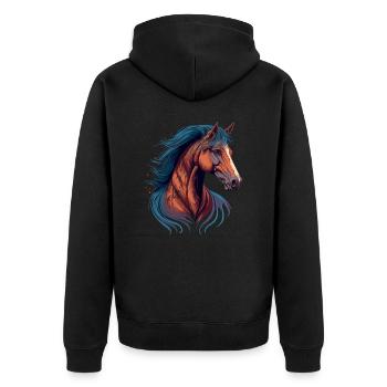 Pferdeziehen - Unisex Premium Bio Zip Hoodie - Schwarz - Hinten - Nico (187cm)