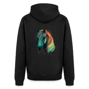 Schönes Pferd - Unisex Premium Bio Zip Hoodie - Schwarz - Hinten - Nico (187cm)