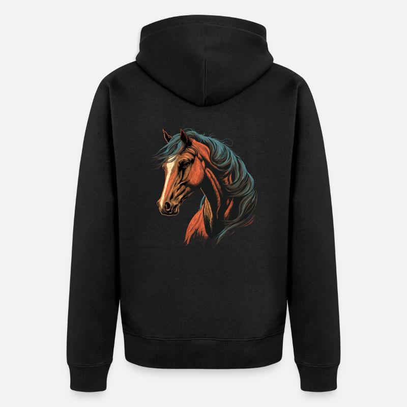 Tête de cheval de course - Veste à capuche bio Premium Unisexe - noir