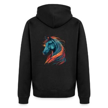 Wunderbares Pferdekopf-Kunstwerk - Unisex Premium Bio Zip Hoodie - Schwarz - Hinten - Nico (187cm)