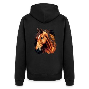 Erstaunliche Pferdezeichnung - Unisex Premium Bio Zip Hoodie - Schwarz - Hinten - Nico (187cm)