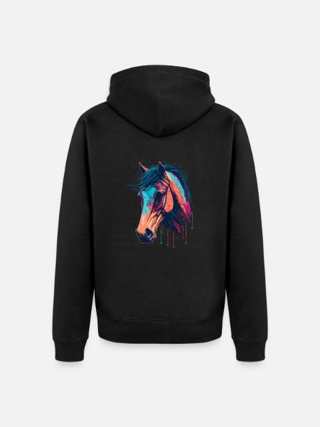Horse Head Drawing - Unisex Premium Organic Zip Hoodie - black