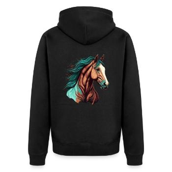 Stunning Horse Head Artwork - Unisex Premium Organic Zip Hoodie - black - Back - Nico (187cm)
