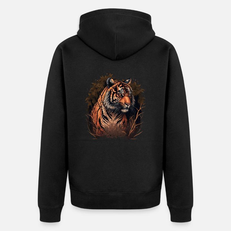 Tigre dans les bois - Veste à capuche bio Premium Unisexe - noir