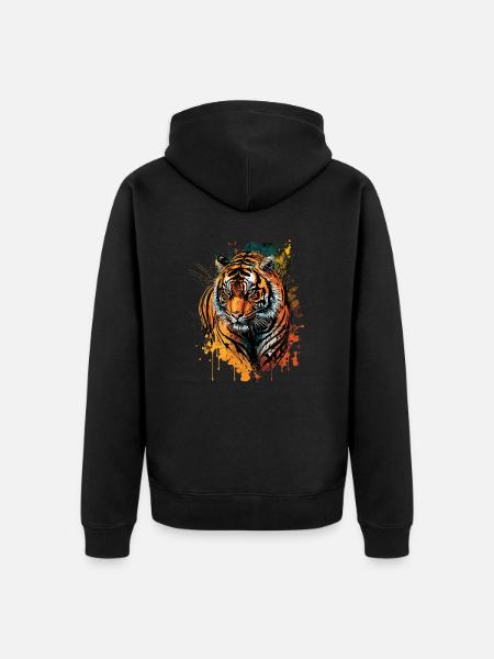 Tiger Illustration - Unisex Premium Bio Zip Hoodie - Schwarz