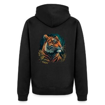 Tigre en Afrique - Veste à capuche bio Premium Unisexe - noir - Dos - Nico (187cm)