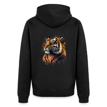 Tiger artwork - Unisex Premium Organic Zip Hoodie - black - Back - Nico (187cm)