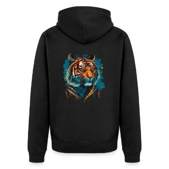 Tiger Head Illustration - Unisex Premium Organic Zip Hoodie - black - Back - Nico (187cm)