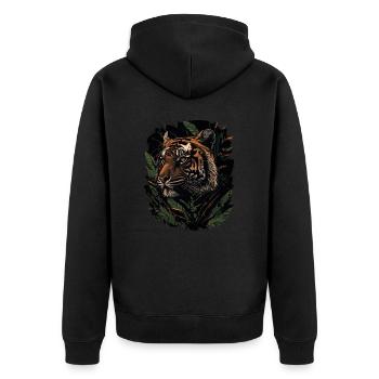 Tigre tapi dans la jungle - Veste à capuche bio Premium Unisexe - noir - Dos - Nico (187cm)