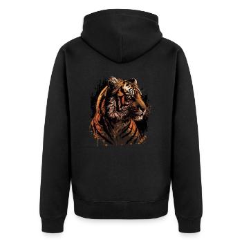 Majestätisches Tiger-Porträt - Unisex Premium Bio Zip Hoodie - Schwarz - Hinten - Nico (187cm)