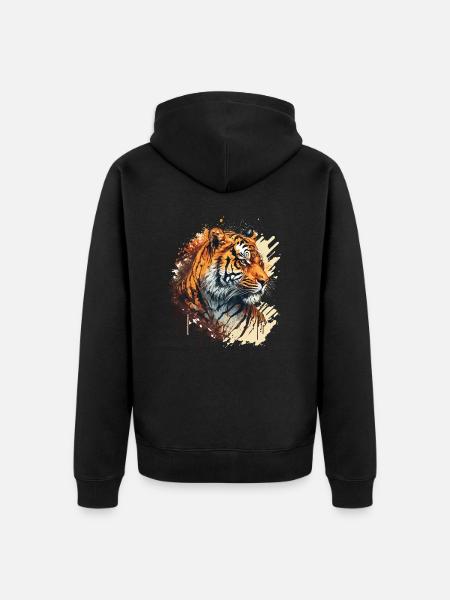 Tiger Illustration - Unisex Premium Organic Zip Hoodie - black