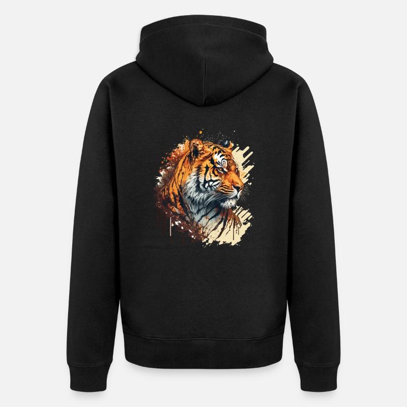 Illustration du tigre - Veste à capuche bio Premium Unisexe - noir