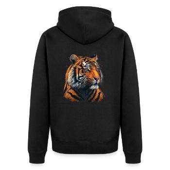 Detaillierte Tiger-Illustration - Unisex Premium Bio Zip Hoodie - Schwarz - Hinten - Nico (187cm)