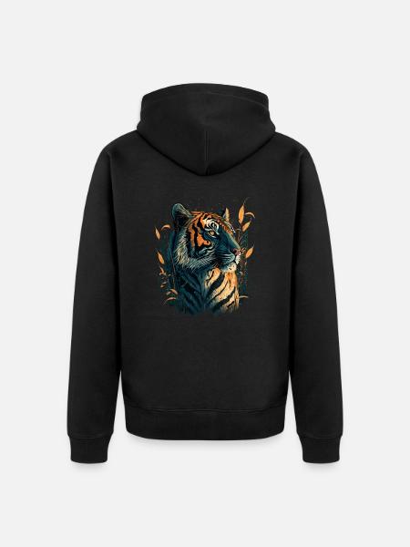 Tiger in High Gras - Unisex Premium Bio Zip Hoodie - Schwarz