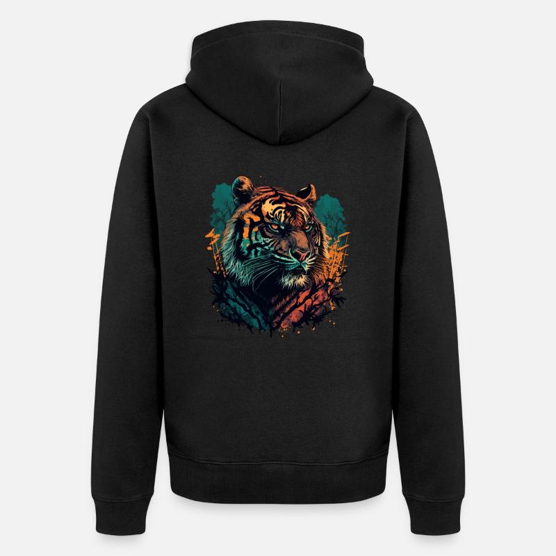 Sei ein Tiger - Unisex Premium Bio Zip Hoodie - Schwarz