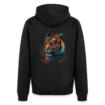 Œuvre d’art d’un tigre - Veste à capuche bio Premium Unisexe - noir - Dos - Nico (187cm)