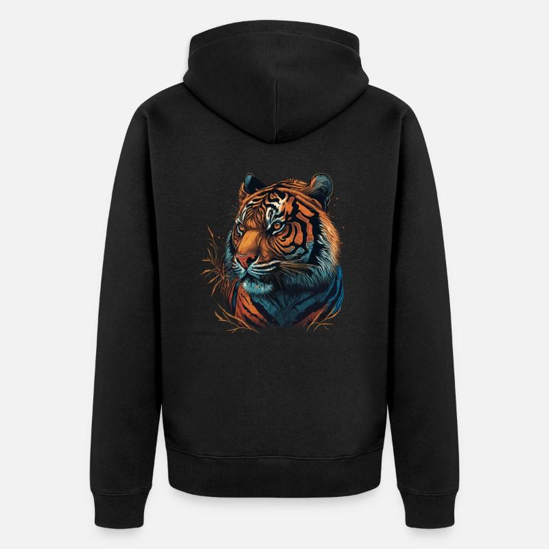 Œuvre d’art d’un tigre - Veste à capuche bio Premium Unisexe - noir