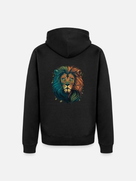 Löwe im Dschungel - Unisex Premium Bio Zip Hoodie - Schwarz