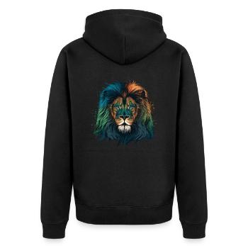 Green Lion - Unisex Premium Organic Zip Hoodie - black - Back - Nico (187cm)