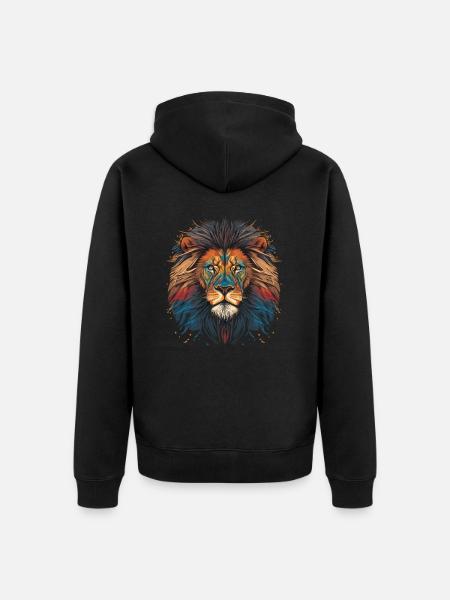 Safari Lion Head - Unisex Premium Organic Zip Hoodie - black