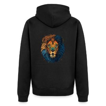 Löwenkopf mit Mähne - Unisex Premium Bio Zip Hoodie - Schwarz - Hinten - Nico (187cm)