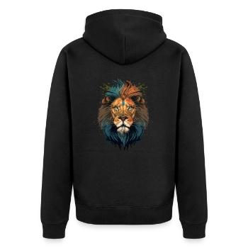 Illustration numérique d’une tête de lion - Veste à capuche bio Premium Unisexe - noir - Dos - Nico (187cm)