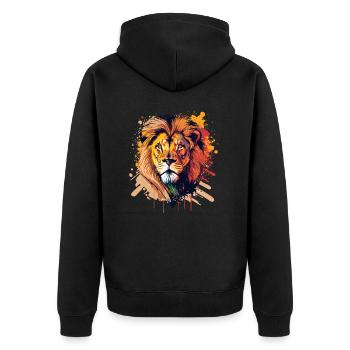 Tierkopf - Unisex Premium Bio Zip Hoodie - Schwarz - Hinten - Nico (187cm)