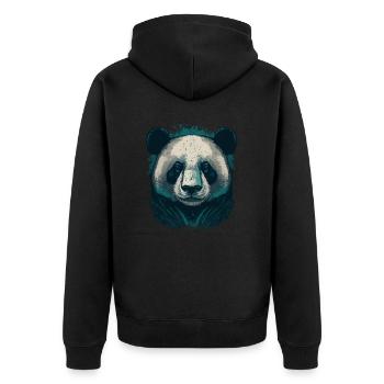 Blue Panda Head - Unisex Premium Organic Zip Hoodie - black - Back - Nico (187cm)