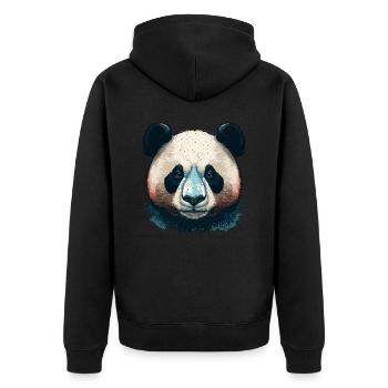 Panda Face - Unisex Premium Organic Zip Hoodie - black - Back - Nico (187cm)