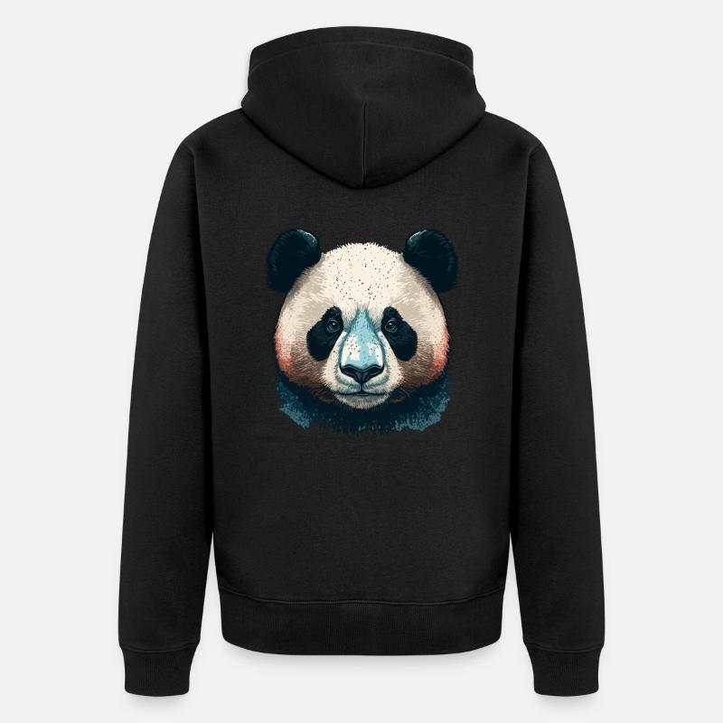 Visage de panda - Veste à capuche bio Premium Unisexe - noir