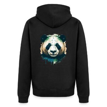 Panda Ink Illustration - Unisex Premium Organic Zip Hoodie - black - Back - Nico (187cm)