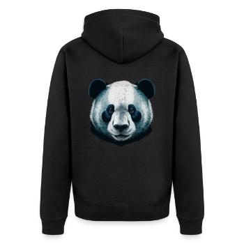 Realistic Panda Head - Unisex Premium Organic Zip Hoodie - black - Back - Nico (187cm)