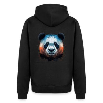Panda Head - Unisex Premium Organic Zip Hoodie - black - Back - Nico (187cm)